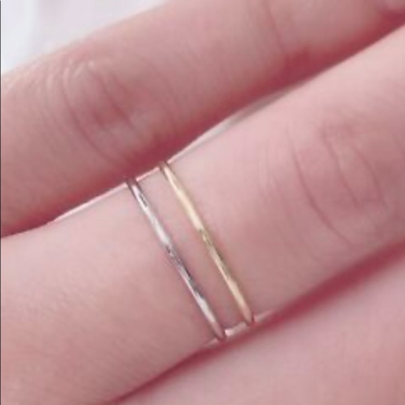 Silver Thin Minimalist Stackable Band - Picture 4 of 5